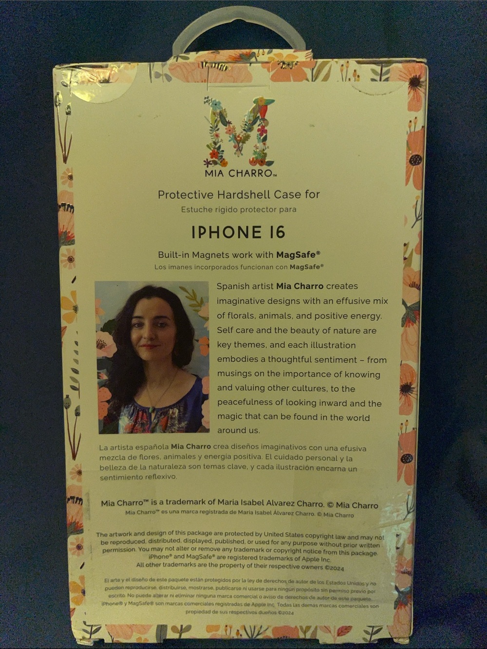 Mia Charro Pink Floral iPhone 16 Case with MagSafe Compatibility - Picture 2 of 2
